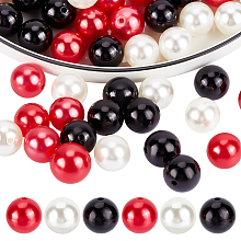 PandaHall Elite 60Pcs 3 Colors Custom Resin Imitation Pearl Beads, Round, Mixed Color, 20mm, Hole: 2.6mm, 20pcs/color