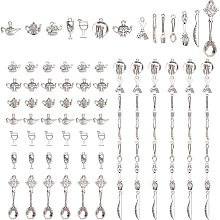 SUNNYCLUE 1 Box 84Pcs 14 Styles Kitchen Charms Tableware Cooking Tool Theme Spoon Knife Fork Alloy Pendants Tibetan Style for Jewelry Making Charms Bracelets Crafts Findings, Antique Silver