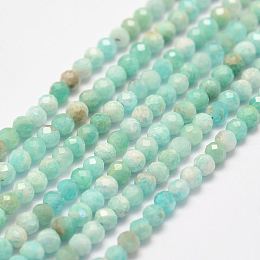 Arricraft Natural Amazonite Bead Strands, Faceted, Round, 2.5~3mm, Hole: 1mm, about 146pcs/strand, 15.3 inches