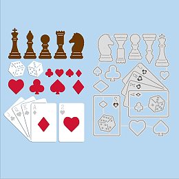 GLOBLELAND Poker Chess and Dice Metal Cutting Dies Die Cuts for DIY Scrapbooking Easter Birthday Wedding Cards Making Album Envelope Decoration,Matte Platinum