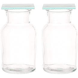 OLYCRAFT 4 Set 125ml Laboratory Glass Bottle with Glass Microscope Slides Experiment Clear Glass Bottle Without Lid Wide Neck Lab Bottle for Gas Collecting Experiment Lab Supplies