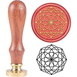 ARRICRAFT 1.2" Wax Seal Stamp Flower of Life Pattern Sealing Wax Brass Head Wax Stamps Wooden Handle Vintage Sealing Stamp for Envelopes Greeting Cards Packing Letters Without Wax