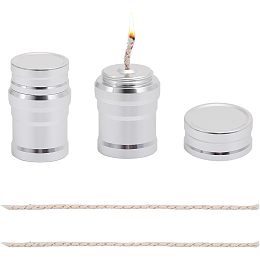 CHGCRAFT 2 Sets Portable Metal Alcohol Burner Lamp Aluminum Alloy Alcohol Stove with Cotton Cord for Household Outdoor Camping Picnic Tea Coffee Making Science Experiments, Platinum