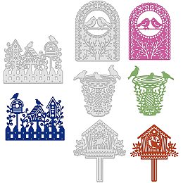 GLOBLELAND 4pcs Metal Garden Birdhouse Cutting Dies Stencils for DIY Scrapbooking Album Decorative Wedding Invitation Card Making