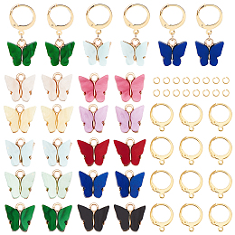 AHANDMAKER 10 Pairs DIY Butterfly Charm Earring Making Kit, Acrylic Butterfly Pendants Charms with Leverback Earring Hooks & Jump Rings for Women DIY Dangle Earrings Jewelry Making