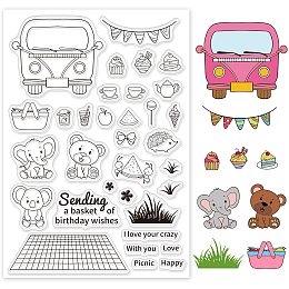 GLOBLELAND Picnic Silicone Clear Stamps Transparent Stamps for Festival Birthday Valentine's Day Cards Making DIY Scrapbooking Photo Album Decoration Paper Craft