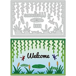 GLOBLELAND Summer Themed Willow Leaf Frame Metal Cutting Dies Die Cuts for DIY Scrapbooking Festival Birthday Wedding Cards Making Album Envelope Decoration, Matte Platinum