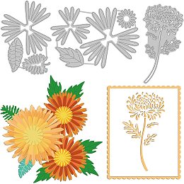 GLOBLELAND Chrysanthemum Embossing Template Flower Silhouettes Carbon Steel Die Cuts Plants Leaves Embossing for Scrapbooking Card DIY Craft Decoration