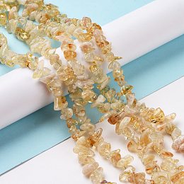 Honeyhandy Natural Citrine Chip Beads, 5~8mm, Hole: 0.3mm, about 32~32.5 inch long