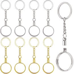 NBEADS 8 Pcs 2 Colors Coin Holder Keychain, Alloy Pendant Keychain with Key Ring Platinum and Golden Keyring Accessories for DIY Jewelry Crafts Key Chain Making Hanging Decorations