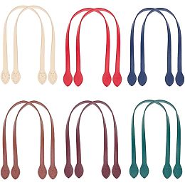 PandaHall Elite 12pcs 6 Colors Purse Handles, 23.3 Inch PU Leather Bag Straps Sew on Bag Handles Short Handbag Strap Replacement Handles with Ear Shape End Holes for DIY Crochet Bags Tote Bag Making