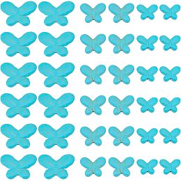 PandaHall Elite 42pcs Synthetic Turquoise Butterfly Beads, 3 Size Butterfly Shape Loose Beads Gemstone Stone Beads Blue Turquoise Beads for Necklace Bracelet Earring Jewelry Making Home Decor