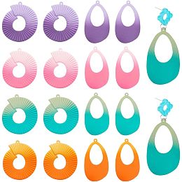 PandaHall Elite Colorful Drop Charms 16pcs Round Ring Earring Charms 8 Style Spray Painted Iron Pendants Charms Teardrop Necklace Charms for Jewelry Making Keychain Bag Decoration DIY Crafts