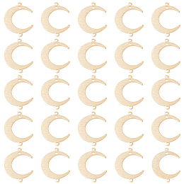 BENECREAT 30 Pcs Brass Moon Links Real 24k Gold Plated Conntectors with Double Hole for Bracelet, Necklace or DIY Jewelry Making Accessories, 16.5x22x1.2 mm