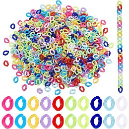 PandaHall Elite 1000pc Acrylic Linking Rings 10 Rainbow Color Quick Link Connectors 13.5x10mm Small C-Clips Twist Curb Chain Connectors for Earring Necklace Making Eyeglass Purse Home Decoration