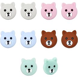 CHGCRAFT 10Pcs 5 Colors Bear Head Shape Silicone Beads for DIY Necklaces Bracelet Keychain Making Handmade Crafts, Mixed Color