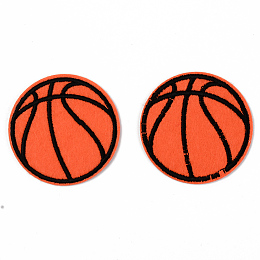 Honeyhandy Sports Theme Computerized Embroidery Cloth Iron on/Sew on Patches, Appliques, Costume Accessories, Basketball, Coral, 59x1mm