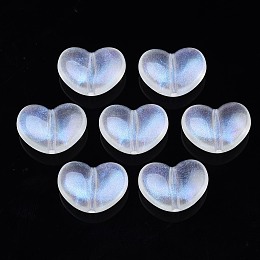 Honeyhandy Transparent Acrylic Beads, Glitter Powder, Heart, Clear, 16x21x10mm, Hole: 2mm