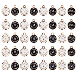 SUNNYCLUE Alloy Enamel Pendants, Clock, Light Gold, 40pcs/box