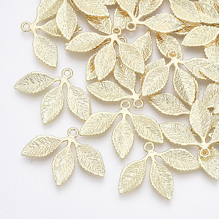 Honeyhandy Alloy Pendants, Leaf, Light Gold, 23x31x2mm, Hole: 1.8mm
