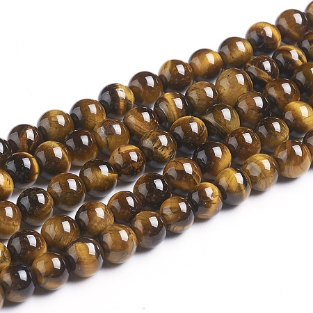 ARRICRAFT Natural Tiger Eye Beads Strands, Round, Grade AB+, 6mm, Hole: 1mm, about 60pcs/strand