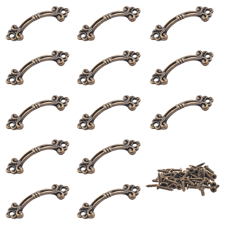 SUPERFINDINGS Zinc Alloy Handle, with Iron Screws, Drawer Handle, Antique Bronze, 14x48x9mm, Hole: 2.5mm, Screw: 4.5x12mm, 30sets