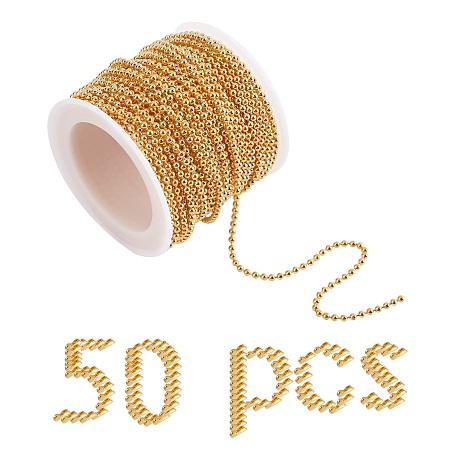 SUNNYCLUE Brass Ball Chains Set, Include Ball Chains & Iron Ball Chain Connectors, Long-Lasting Plated, Soldered, with Spool, Golden, Ball Chain: 2mm in Diameter, 10m; Brass Ball Chain Connectors: 7.5~9x2.5~3mm