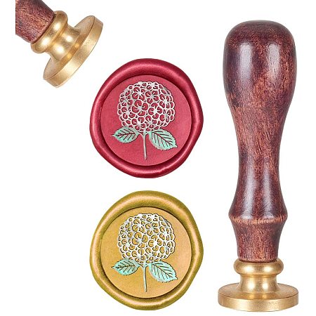 CRASPIRE Wax Seal Stamp, Sealing Wax Stamps Hydrangea Retro Wood Stamp Wax Seal 25mm Removable Brass Seal Wood Handle for Envelopes Invitations Wedding Embellishment Bottle Decoration