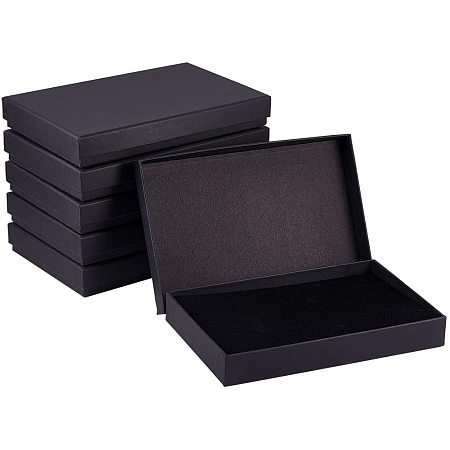 BENECREAT 6 Pack Black Necklace Ring Gift Box 20x13x3cm Rectangle Cardboard Jewellery Boxes Kraft Paper Box with Sponge for Necklace, Earring, Stud
