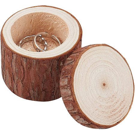 Pandahall Elite Ring Box, Wooden Ring Dish Storage Box Wedding Ceremony Wood Ring Bearer Box Rustic Ring Stand Jewelry Holder Storage Case for Decoration Anniversary Engagement Wedding Gift 2 x 2 Inch