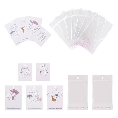 Honeyhandy Cardboard Jewelry Display Cards, for Hanging Earring Display, Rectangle with Women Pattern, Women Pattern, Display Cards: 100pcs/box