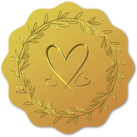 CRASPIRE 100pcs Gold Foil Certificate Seals Love Garland Embossed Gold Certificate Seals 2