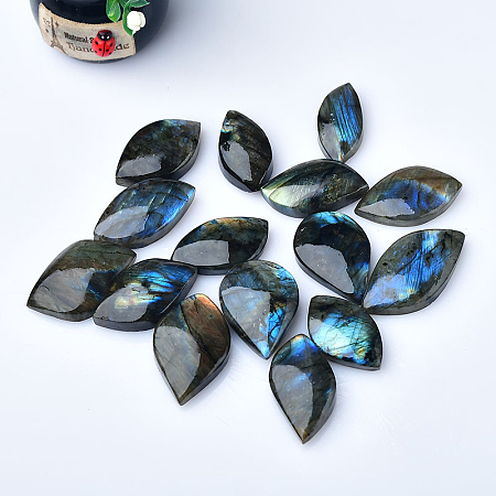 Honeyhandy Reiki Natural Labradorite Healing Stones, Horse Eye Worry Stone, Pocket Palm Stones for Reki Ealancing, 35~50x25~30mm
