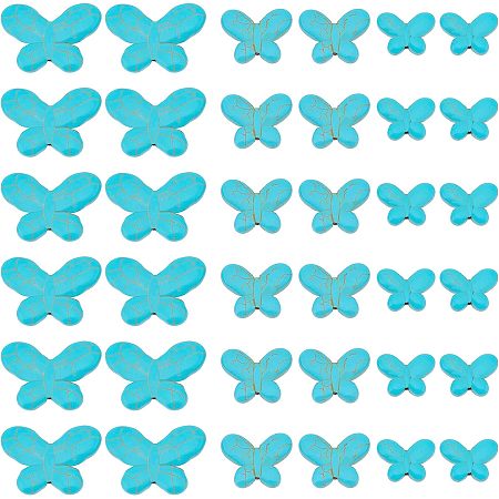 PandaHall Elite 42pcs Synthetic Turquoise Butterfly Beads, 3 Size Butterfly Shape Loose Beads Gemstone Stone Beads Blue Turquoise Beads for Necklace Bracelet Earring Jewelry Making Home Decor