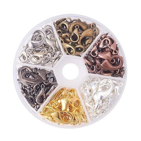 PandaHall Elite About 144pcs 6 Color 4 Sizes Brass Lobster Claw Clasps for Jewelry Necklaces Bracelet Making (10x6mm, 12x6mm, 14x8mm, 18x10mm)