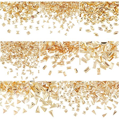 OLYCRAFT 10g Brass Resin Fillers 4 Styles 3D Irregular Pattern Epoxy Resin Supplies Retro Nail Polish Decoration Accessories for Resin Jewelry Making - Golden