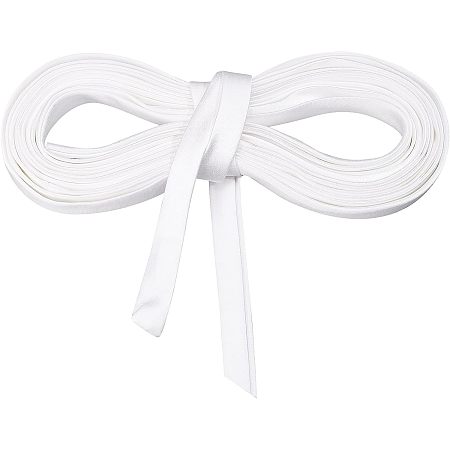 BENECREAT 39ft Women's Tie Back for Wedding Bridal Gown White Flat Polyester Grosgrain Ribbons for Wedding Dress Zipper Replacements