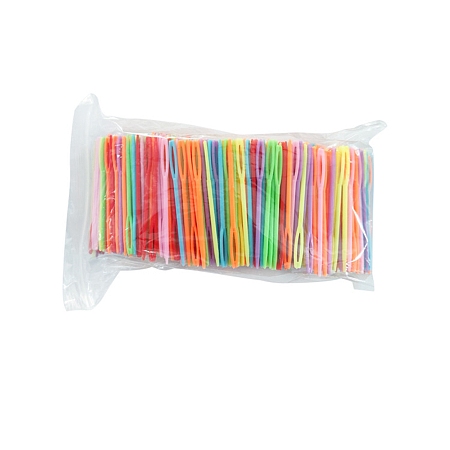 Honeyhandy Plastic Yarn Knitting Needles, Big Eye Blunt Needles, Children Craft Needle, Mixed Color, 70mm, 1000pcs/bag