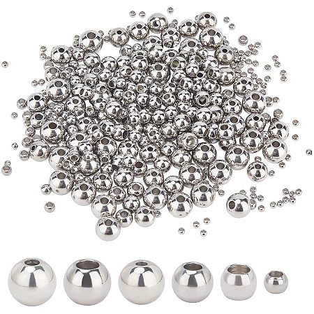 UNICRAFTALE 330pcs 6 Sizes Stainless Steel Beads 2-7mm in Diameter Small Hole Rondelle Beads Stainless Steel Color Smooth Seamless Beads Round Spacer Beads for Jewelry Making Stopper Beads