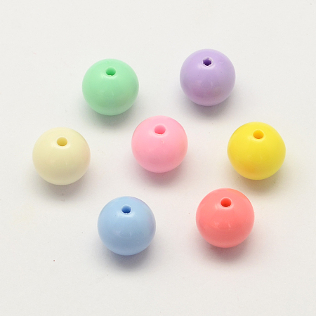 Arricraft Opaque Acrylic Round Beads, Mixed Color, 6x5mm, Hole: 1.5mm, about 420pcs/50g