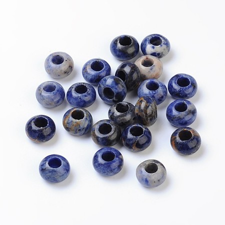 Honeyhandy Sodalite European Beads, without Core, Rondelle Gemstone beads, Royal Blue, 12x8mm