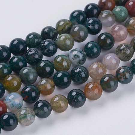Arricraft Natural Indian Agate Beads Strands, Round, 4mm, Hole: 1mm, about 43pcs/strand, 7.2 inches