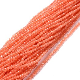 ARRICRAFT Cat Eye Beads Strands, Round, Faceted, Coral, 2mm, Hole: 0.2mm, 14.17 inch(36cm), 174~184pcs/strand