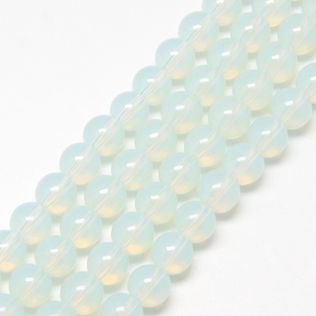 Arricraft Baking Painted Glass Beads Strands, Imitation Opalite, Round, White, 6mm, Hole: 1.3~1.6mm, about 133pcs/strand, 31.4 inches