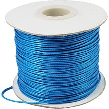 PandaHall Elite 1 Roll 88 Yards 1mm Waxed Polyester Cord Korean Waxed Cord Beading Thread Craft Bead Cord for Jewellery Bracelets Craft Making (Deep SkyBlue)