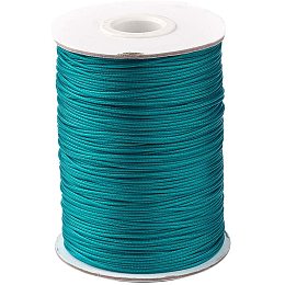 PandaHall Elite About 85yards/roll 1mm Waxed Polyester Cord Korean Waxed Cord Dark Cyan Thread Thread Bead Cord for Jewelry Bracelets Craft Making