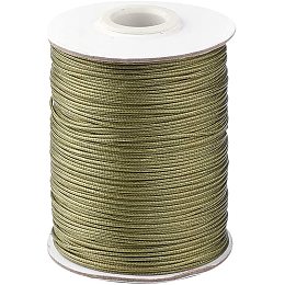 PandaHall Elite About 85yards/roll 1mm Waxed Polyester Cord Korean Waxed Cord Dark Olive Green Thread Thread Bead Cord for Jewellery Bracelets Craft Making