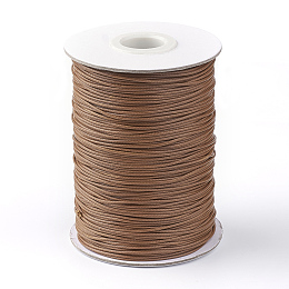 Honeyhandy Korean Waxed Polyester Cord, Saddle Brown, 1mm, about 85yards/roll