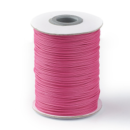 Honeyhandy Korean Waxed Polyester Cord, Deep Pink, 1mm, about 85yards/roll