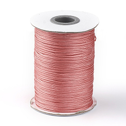 Honeyhandy Korean Waxed Polyester Cord, Light Coral, 1mm, about 85yards/roll